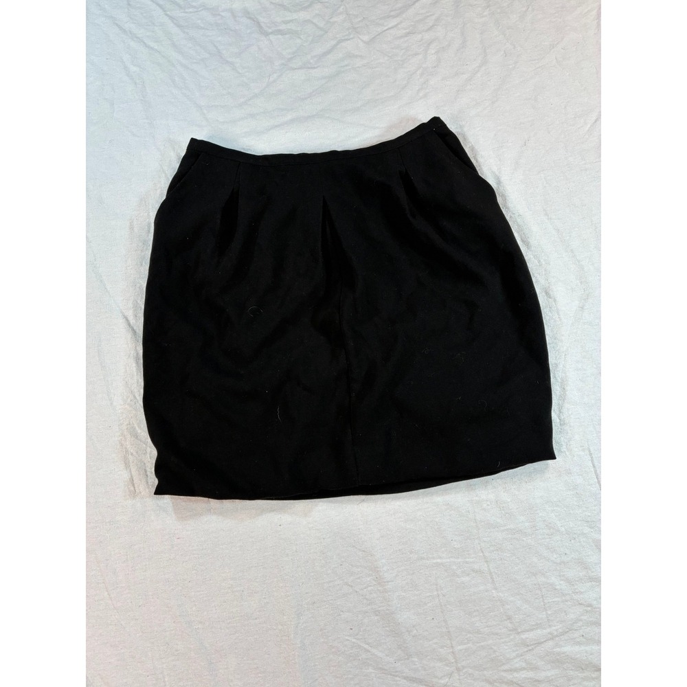 Krizia Poi Women's Pleated Mini Skirt Size 44 Black Italian Designer Pocketed C2